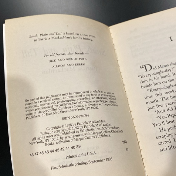 Sarah, Plain and Tall by Patricia MacLachlan - Scholastic Paperback Novel - Picture 5 of 7